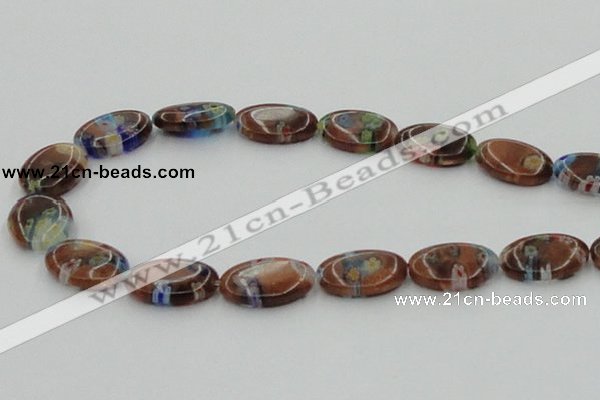 CLG554 16 inches 12*18mm oval goldstone & lampwork glass beads