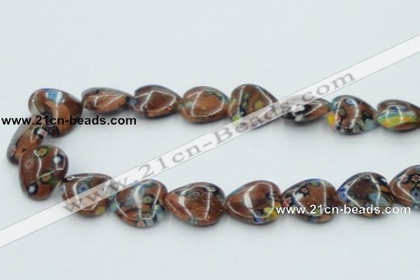 CLG558 16 inches 18*18mm heart goldstone & lampwork glass beads