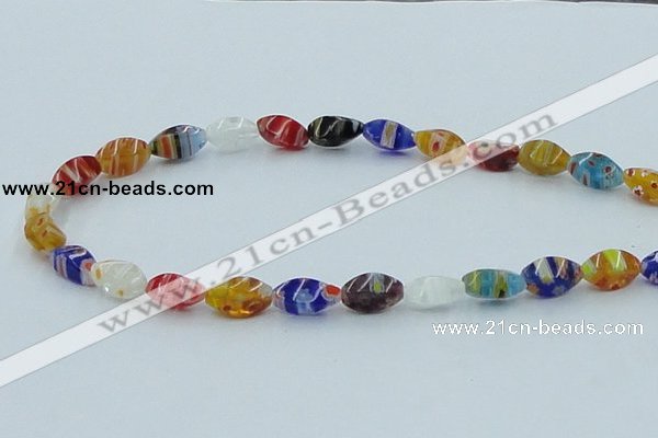 CLG576 16 inches 6*13mm twisted rice lampwork glass beads wholesale