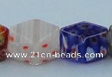 CLG578 16 inches 10*15mm faceted cuboid lampwork glass beads