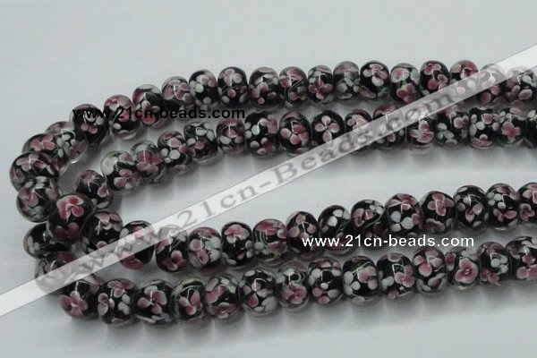 CLG766 14.5 inches 8*12mm rondelle lampwork glass beads wholesale