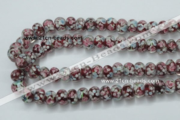 CLG767 14.5 inches 8*12mm rondelle lampwork glass beads wholesale