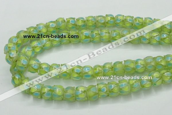 CLG783 14 inches 8*12mm rondelle lampwork glass beads wholesale