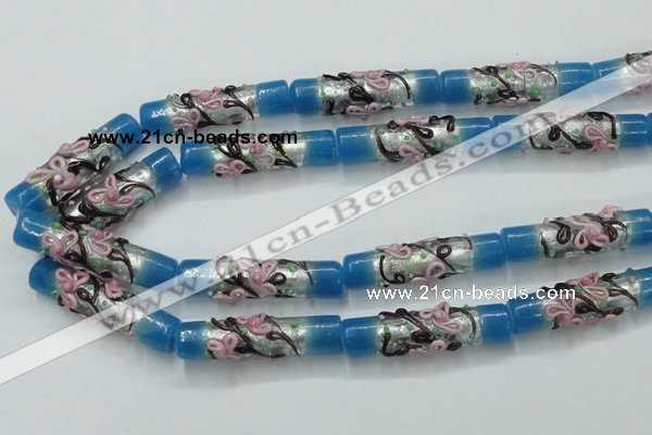 CLG786 15.5 inches 10*40mm cylinder lampwork glass beads wholesale