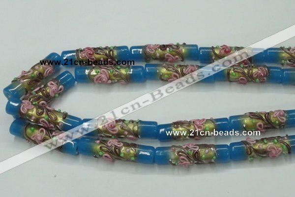 CLG788 15.5 inches 10*40mm cylinder lampwork glass beads wholesale