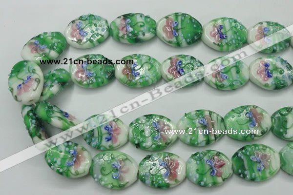 CLG798 15.5 inches 22*28mm oval lampwork glass beads wholesale