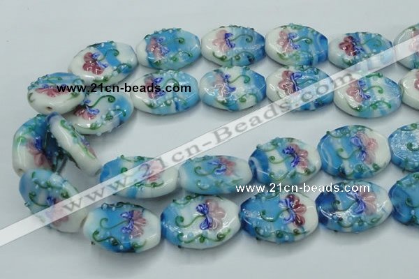 CLG799 15.5 inches 22*28mm oval lampwork glass beads wholesale