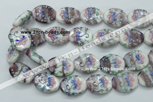 CLG801 15.5 inches 22*28mm oval lampwork glass beads wholesale