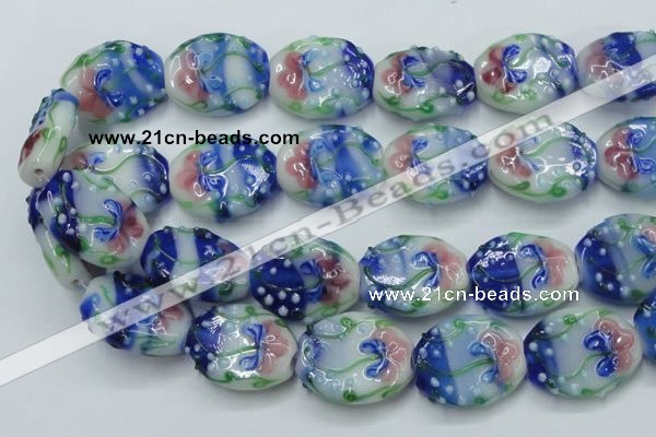 CLG802 15.5 inches 22*28mm oval lampwork glass beads wholesale