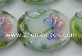 CLG803 15.5 inches 22*28mm oval lampwork glass beads wholesale