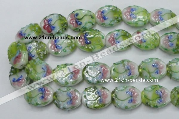 CLG803 15.5 inches 22*28mm oval lampwork glass beads wholesale