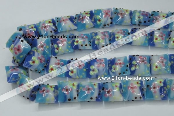 CLG808 15.5 inches 20*20mm square lampwork glass beads wholesale