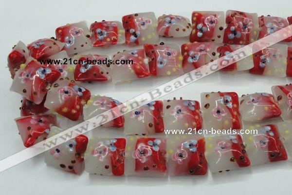 CLG810 15.5 inches 20*20mm square lampwork glass beads wholesale