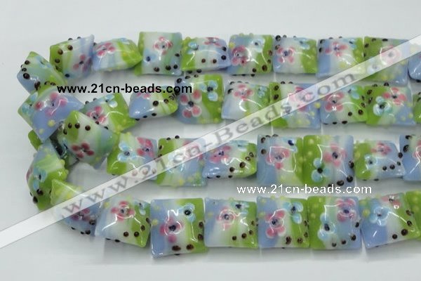 CLG811 15.5 inches 20*20mm square lampwork glass beads wholesale