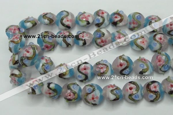 CLG813 15.5 inches 18mm flat round lampwork glass beads wholesale