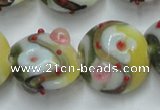 CLG814 15.5 inches 18mm flat round lampwork glass beads wholesale