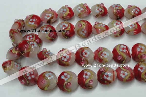 CLG817 15.5 inches 20mm flat round lampwork glass beads wholesale