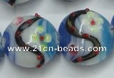 CLG818 15.5 inches 20mm flat round lampwork glass beads wholesale