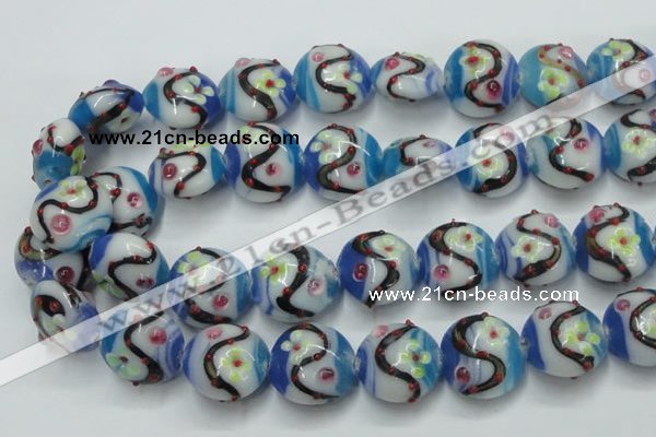 CLG818 15.5 inches 20mm flat round lampwork glass beads wholesale