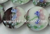 CLG820 15.5 inches 20mm flat round lampwork glass beads wholesale