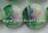 CLG821 15.5 inches 20mm flat round lampwork glass beads wholesale