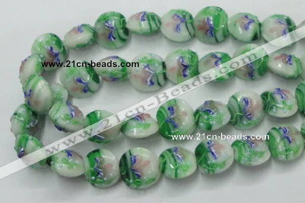 CLG821 15.5 inches 20mm flat round lampwork glass beads wholesale