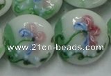 CLG823 15.5 inches 20mm flat round lampwork glass beads wholesale