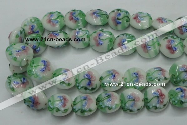 CLG823 15.5 inches 20mm flat round lampwork glass beads wholesale