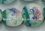 CLG824 15.5 inches 20mm flat round lampwork glass beads wholesale