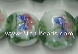 CLG825 15.5 inches 20mm flat round lampwork glass beads wholesale