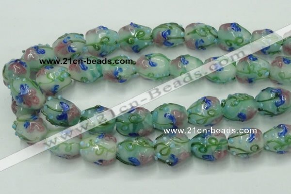 CLG826 15.5 inches 14*18mm pear lampwork glass beads wholesale