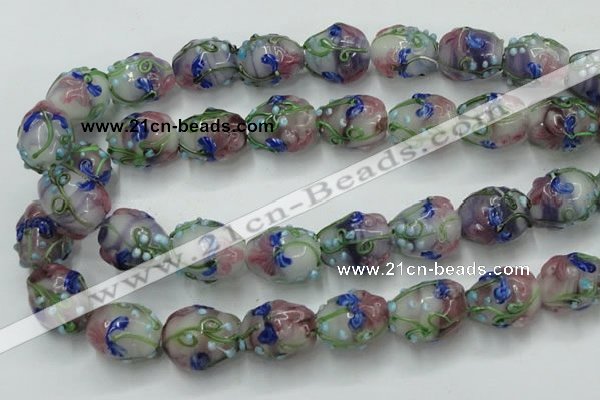 CLG827 15.5 inches 14*18mm pear lampwork glass beads wholesale