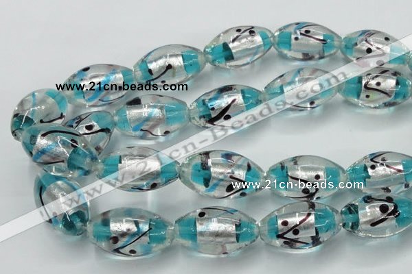 CLG857 15.5 inches 16*28mm rice lampwork glass beads wholesale