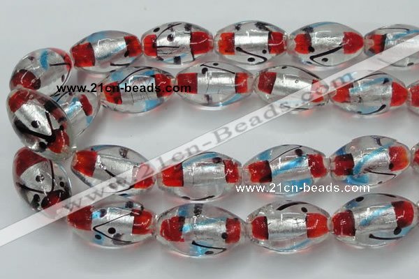 CLG858 15.5 inches 16*28mm rice lampwork glass beads wholesale