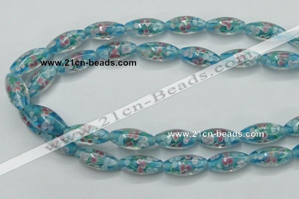 CLG866 15.5 inches 10*20mm rice lampwork glass beads wholesale