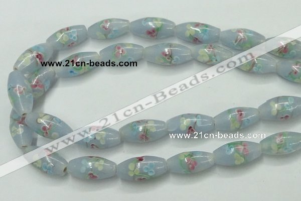 CLG869 15.5 inches 10*20mm rice lampwork glass beads wholesale