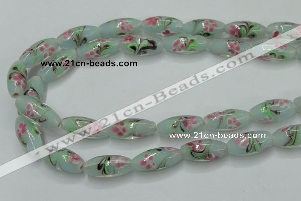 CLG870 15.5 inches 10*20mm rice lampwork glass beads wholesale