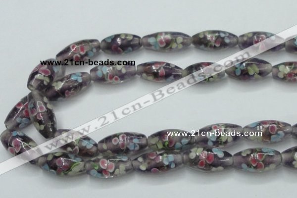 CLG871 15.5 inches 10*20mm rice lampwork glass beads wholesale