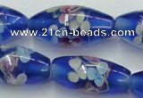 CLG874 15.5 inches 10*20mm rice lampwork glass beads wholesale