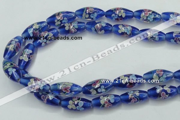 CLG874 15.5 inches 10*20mm rice lampwork glass beads wholesale