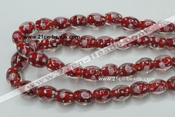 CLG879 15 inches 12*15mm oval lampwork glass beads wholesale