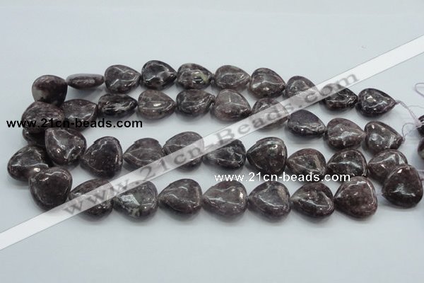 CLI03 15.5 inches 20*20mm heart natural lilac jasper beads wholesale