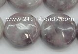 CLI57 15.5 inches 25mm flat round natural lilac jasper beads wholesale