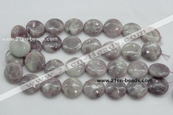 CLI57 15.5 inches 25mm flat round natural lilac jasper beads wholesale