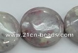 CLI58 15.5 inches 30mm flat round natural lilac jasper beads wholesale