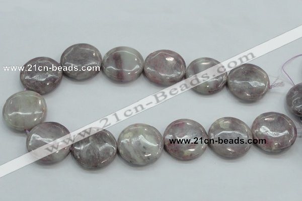 CLI58 15.5 inches 30mm flat round natural lilac jasper beads wholesale