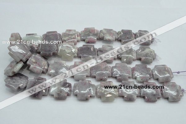 CLI66 15.5 inches 25*25mm cross natural lilac jasper beads wholesale