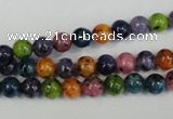 CLJ215 15.5 inches 6mm round mixed color dyed sesame jasper beads