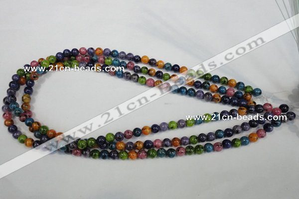 CLJ215 15.5 inches 6mm round mixed color dyed sesame jasper beads