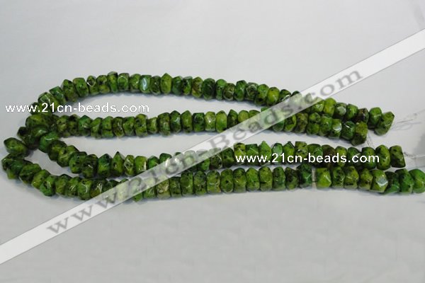 CLJ245 15.5 inches 6*11mm faceted nuggets dyed sesame jasper beads